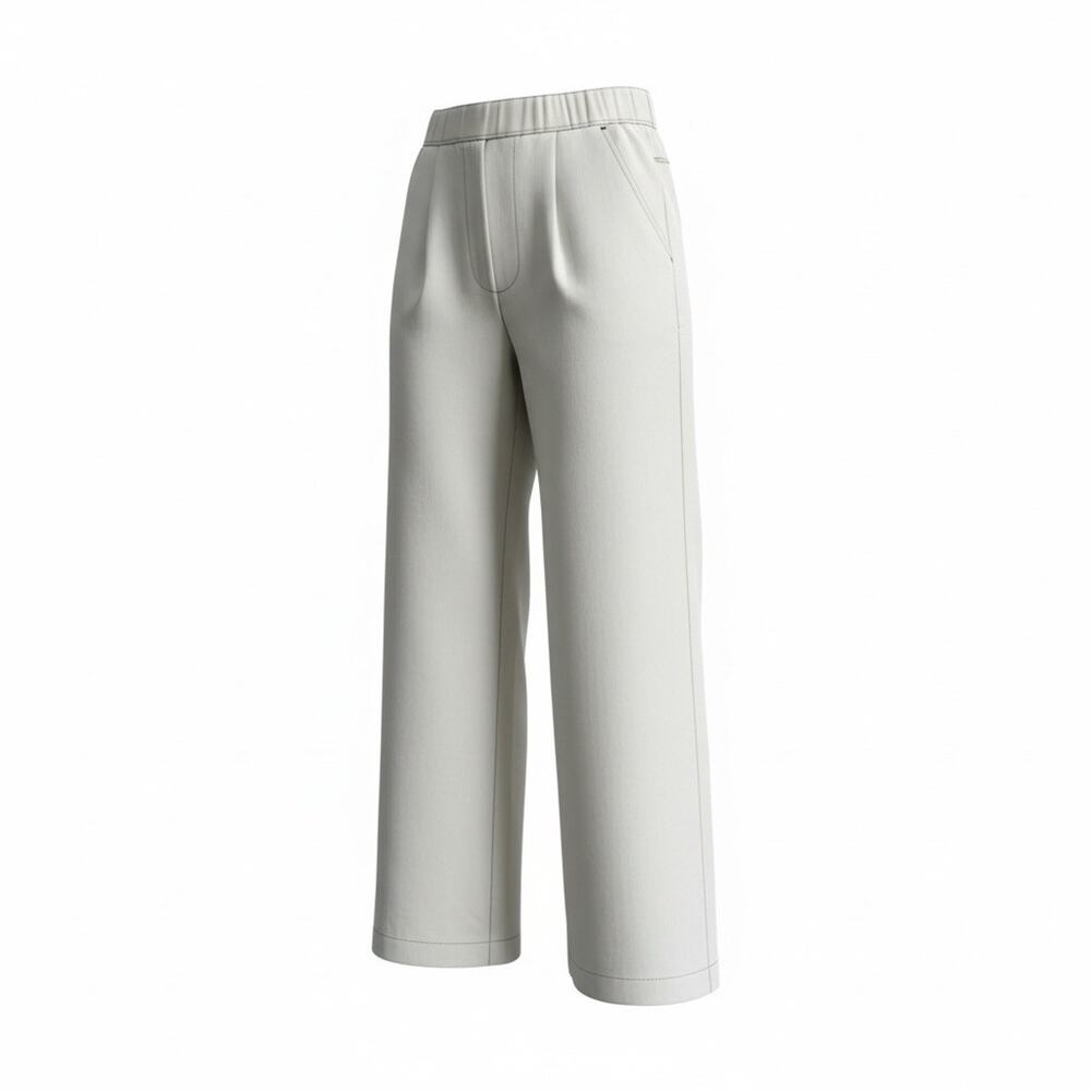 Ann Taylor Women's Wide Leg Cream Color Elastic Waist Pull On Trousers Large